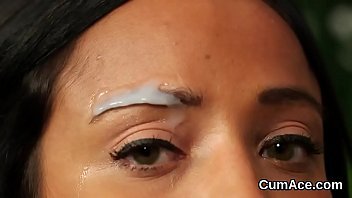 Crazy Babe Takes Massive Facial After Slurping Up All The Cum