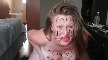 Enormous Juicy Swine Humiliates Herself | Flesh Marking | Tresses Tugged | Self-Smacking