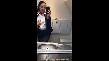 Steamy Latina Flight Attendant Takes Solo Pleasure To New Heights In The Lavatory And Reaches Climax